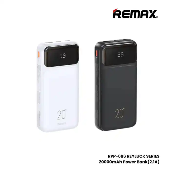 Remax RPP-686 Power Bank 20000mAh Reyluck Series 2.1A Smart LED Display Cabled Fast Charger